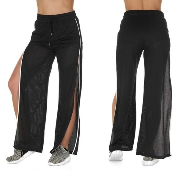 Black Mesh Wide Leg Pants - Picture 2 of 2